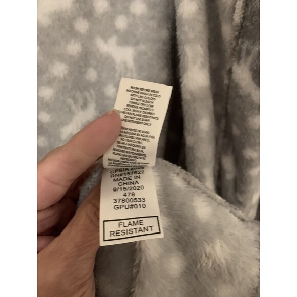 Eddie Bauer Hooded Robe 10-12 Gray/white Soft Dear Print Cozy Soft Warm SuggleUp - Picture 4 of 5